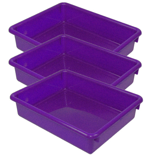 Stowaway® 3" Letter Tray no Lid, Purple, Pack of 3 - Loomini