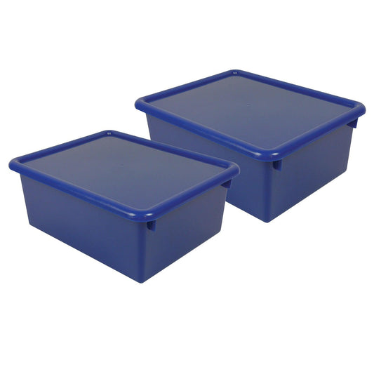 Stowaway® 5" Letter Box with Lid, Blue, Pack of 2 - Loomini