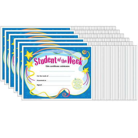 Student of The Week Colorful Classics Certificates, 30 Per Pack, 6 Packs - Loomini