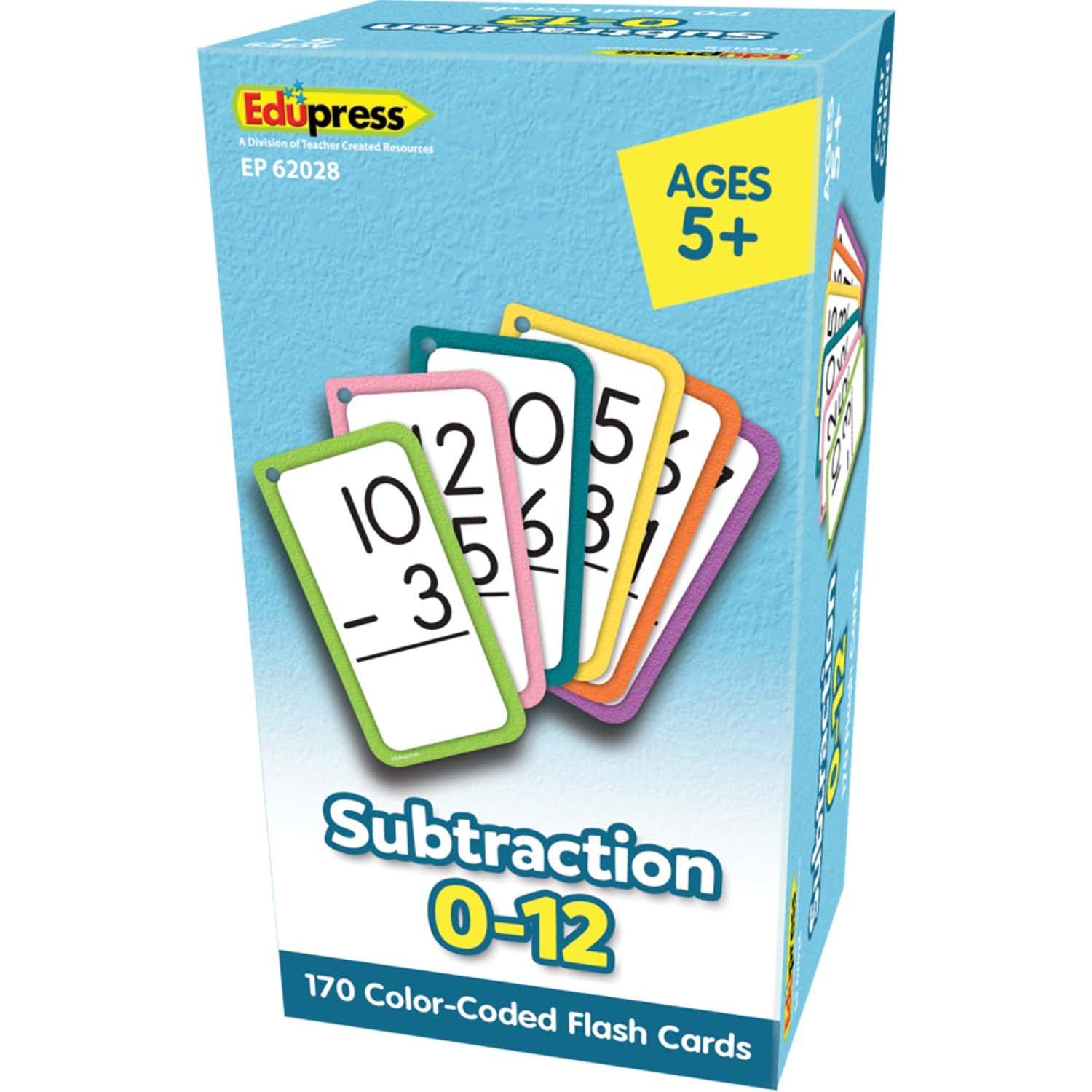 Subtraction Flash Cards - All Facts 0-12 - Loomini