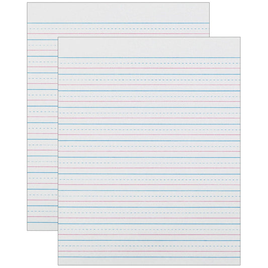 Sulphite Handwriting Paper, Dotted Midline, Grade 2, 1/2" x 1/4" x 1/4" Ruled Short, 8" x 10-1/2", 500 Sheets Per Pack, 2 Packs - Loomini