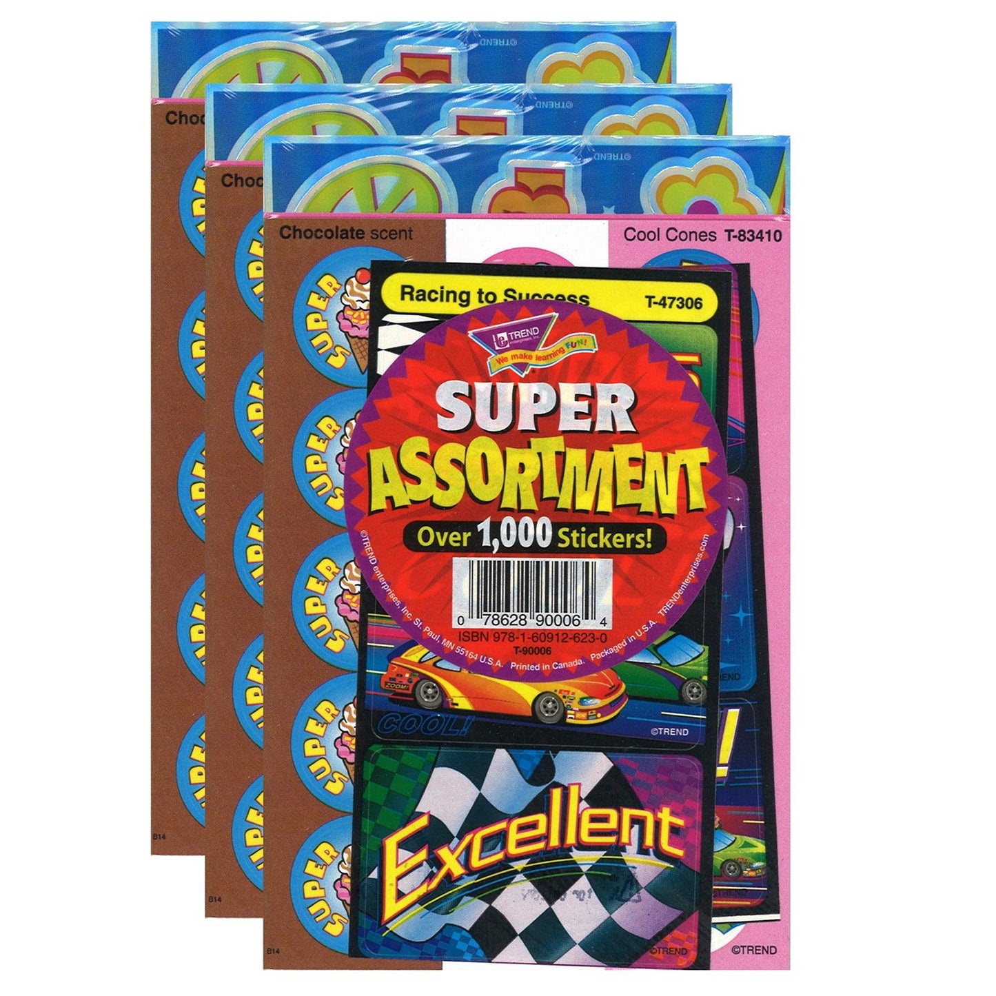 Super Assortment Sticker Pack, 1000 Stickers Per Pack, 3 Packs - Loomini