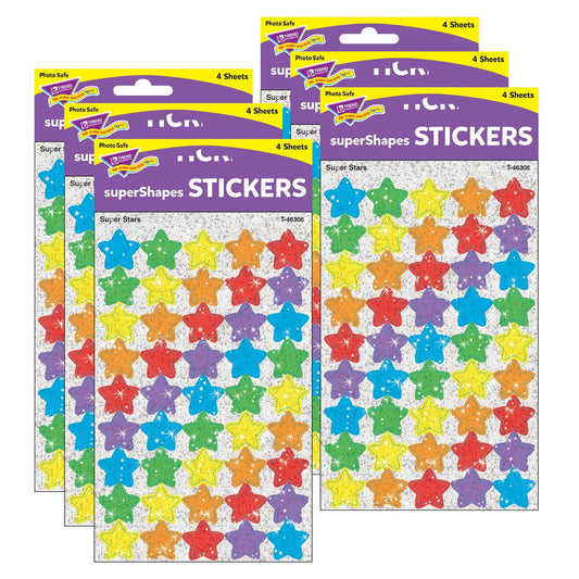 Super Stars superShapes Stickers-Sparkle, 180 Per Pack, 6 Packs - Loomini