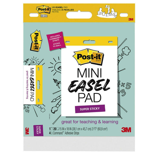 Super Sticky Mini Easel Pad, 15 x 18 Inches, 20 Sheets/Pad, 1 Pad, White - Loomini