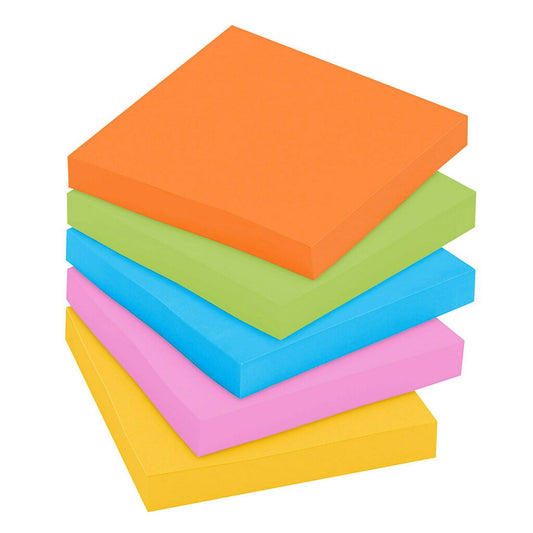 Super Sticky Notes, 3 in x 3 in, Energy Boost Collection, 70 Sheets/Pad, 24 Pads/Pack - Loomini