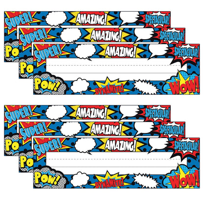 Superhero Flat Name Plates, 36 Per Pack, 6 Packs - Loomini