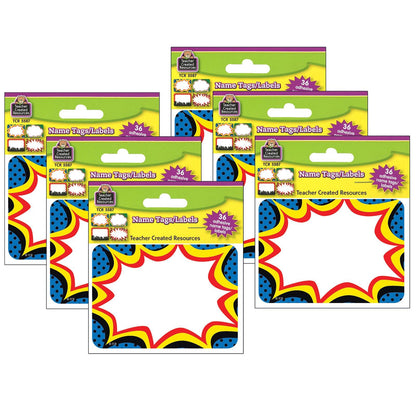 Superhero Name Tags/Labels, 36 Per Pack, 6 Packs - Loomini