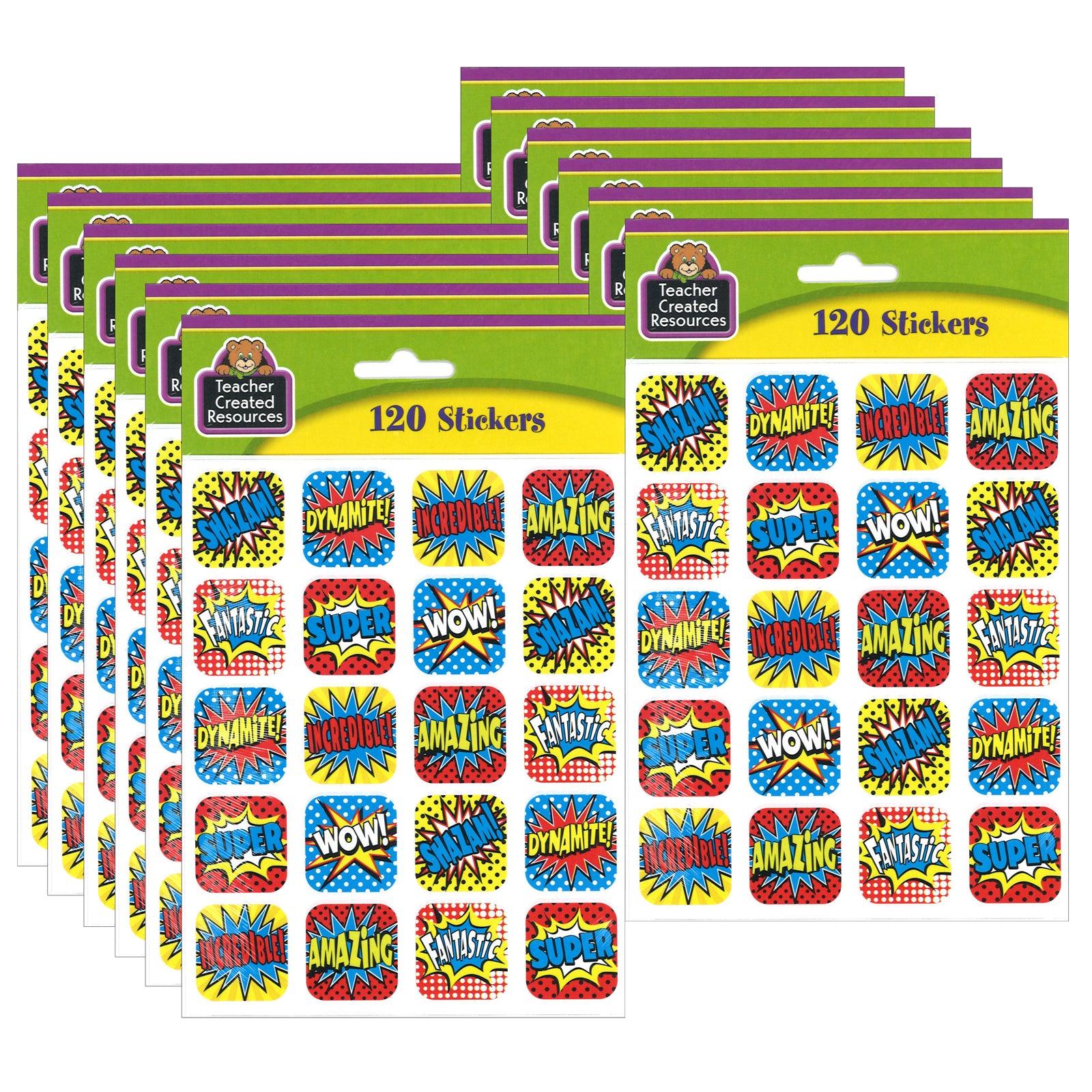 Superhero Stickers, 1", 120 Per Pack, 12 Packs - Loomini