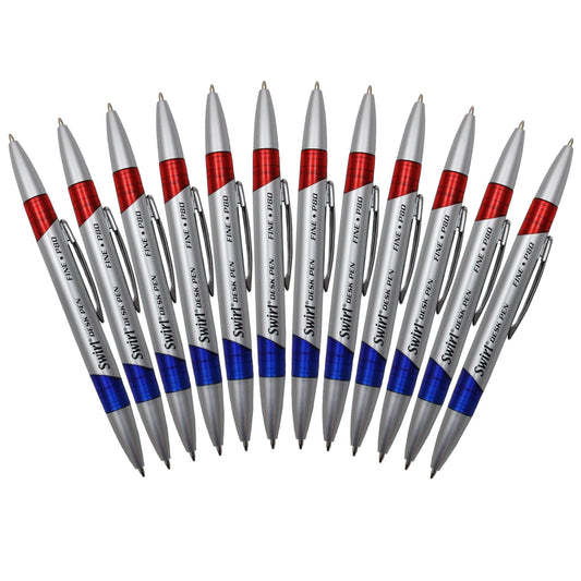 Swirl Ink Pens, Red/Blue Combo, 12 Per Pack, 2 Packs - Loomini