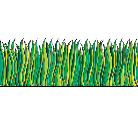 Tall Green Grass Jumbo Border, 8.5" Tall, 12 Feet Per Pack, 3 Packs - Loomini