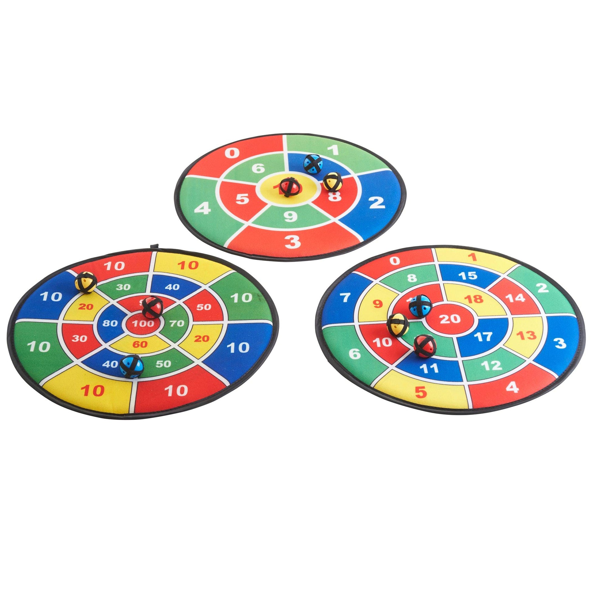 Target Math - 3 Large (17.75") Fabric Dart Boards with 9 Balls Using Hook-and-Loop Fasteners - Loomini