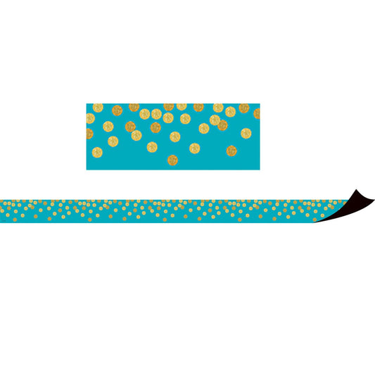 Teal Confetti Magnetic Border, 24 Feet Per Pack, 3 Packs - Loomini