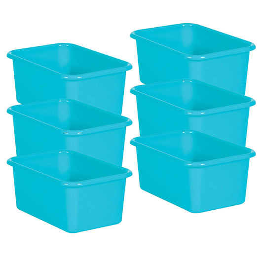 Teal Small Plastic Storage Bin, Pack of 6 - Loomini