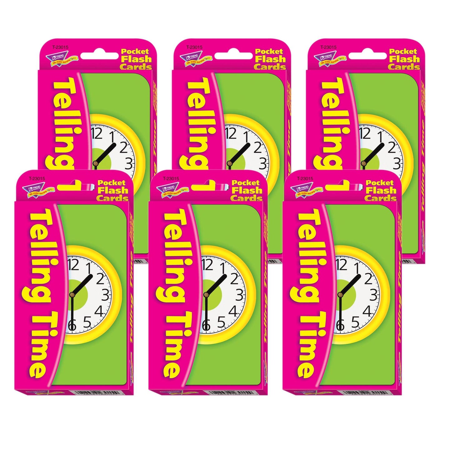 Telling Time Pocket Flash Cards, 6 Packs - Loomini