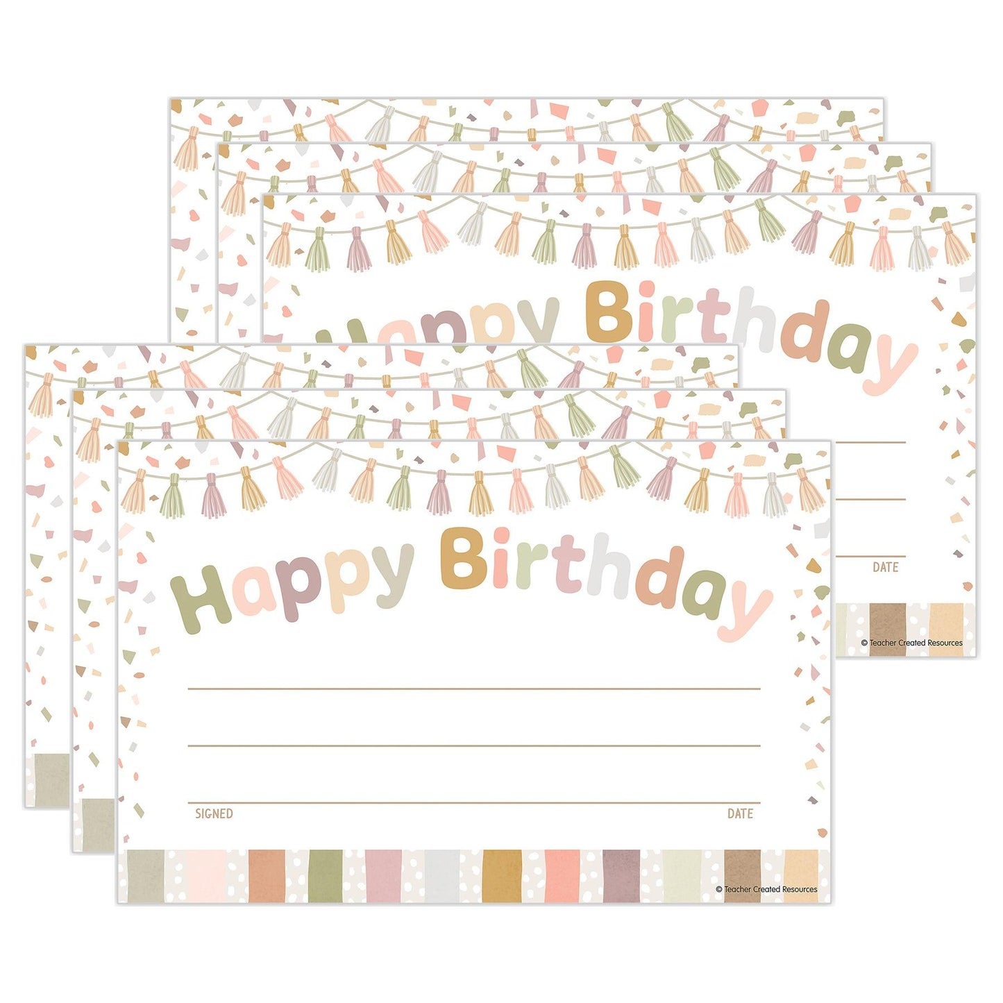 Terrazzo Tones Happy Birthday Awards, 30 Per Pack, 6 Packs - Loomini