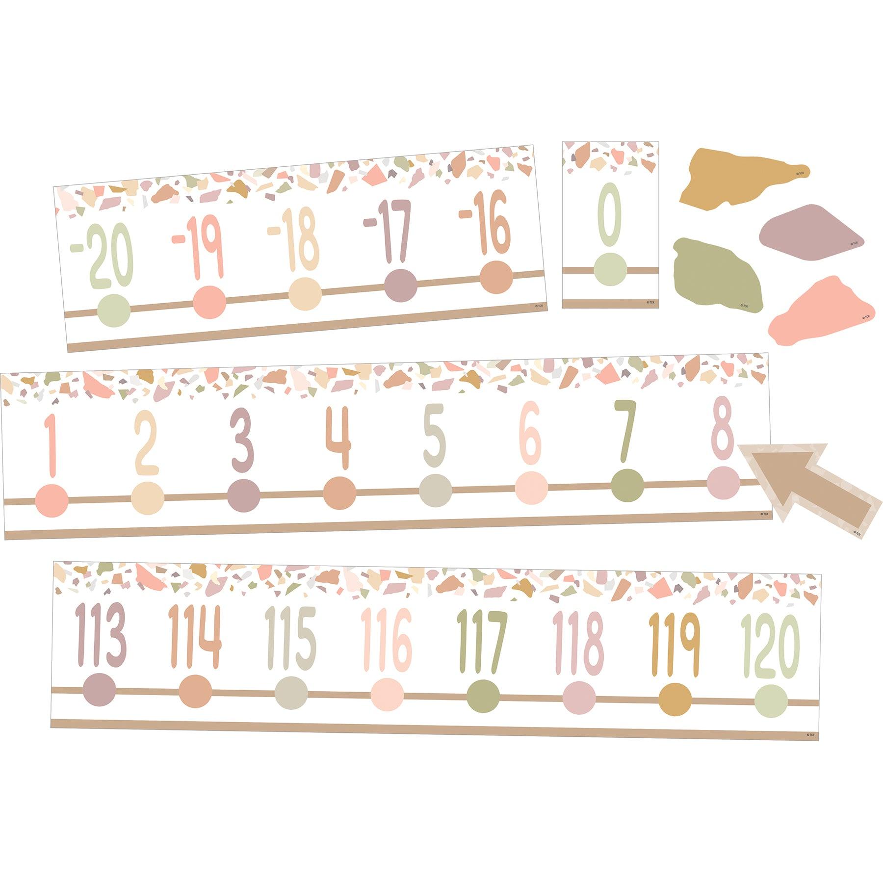 Terrazzo Tones Number Line (-20 to +120) Bulletin Board Set, 24 Pieces - Loomini