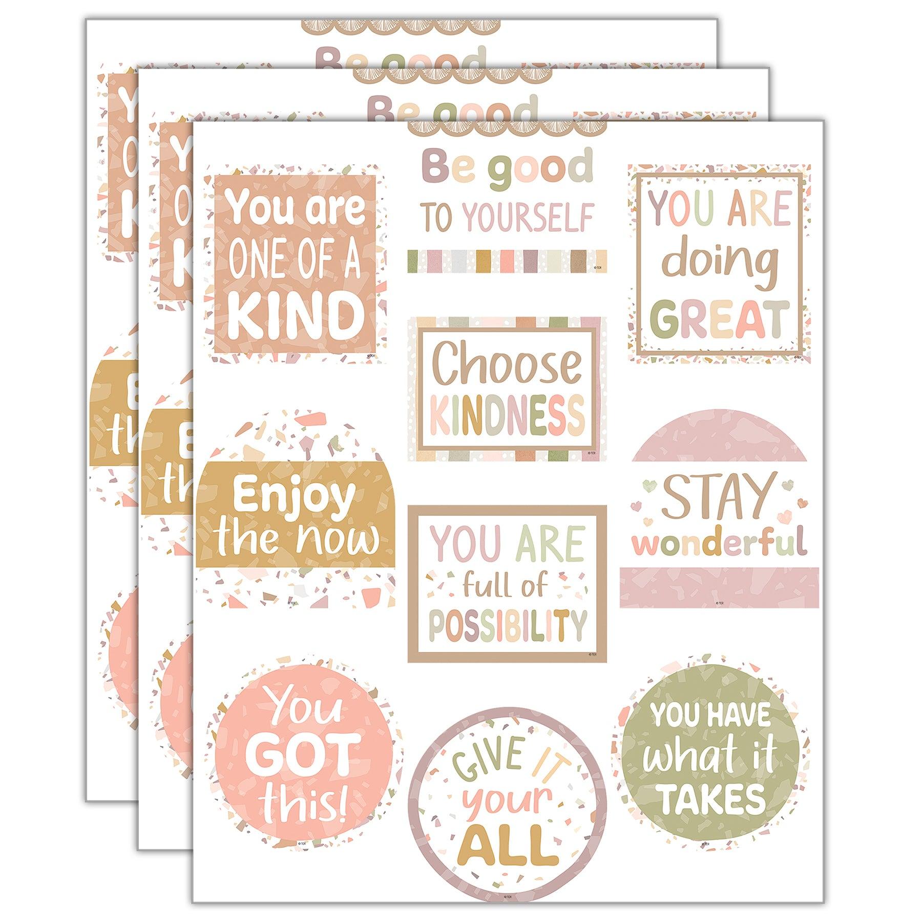 Terrazzo Tones Positive Sayings Accents, 30 Per Pack, 3 Packs - Loomini