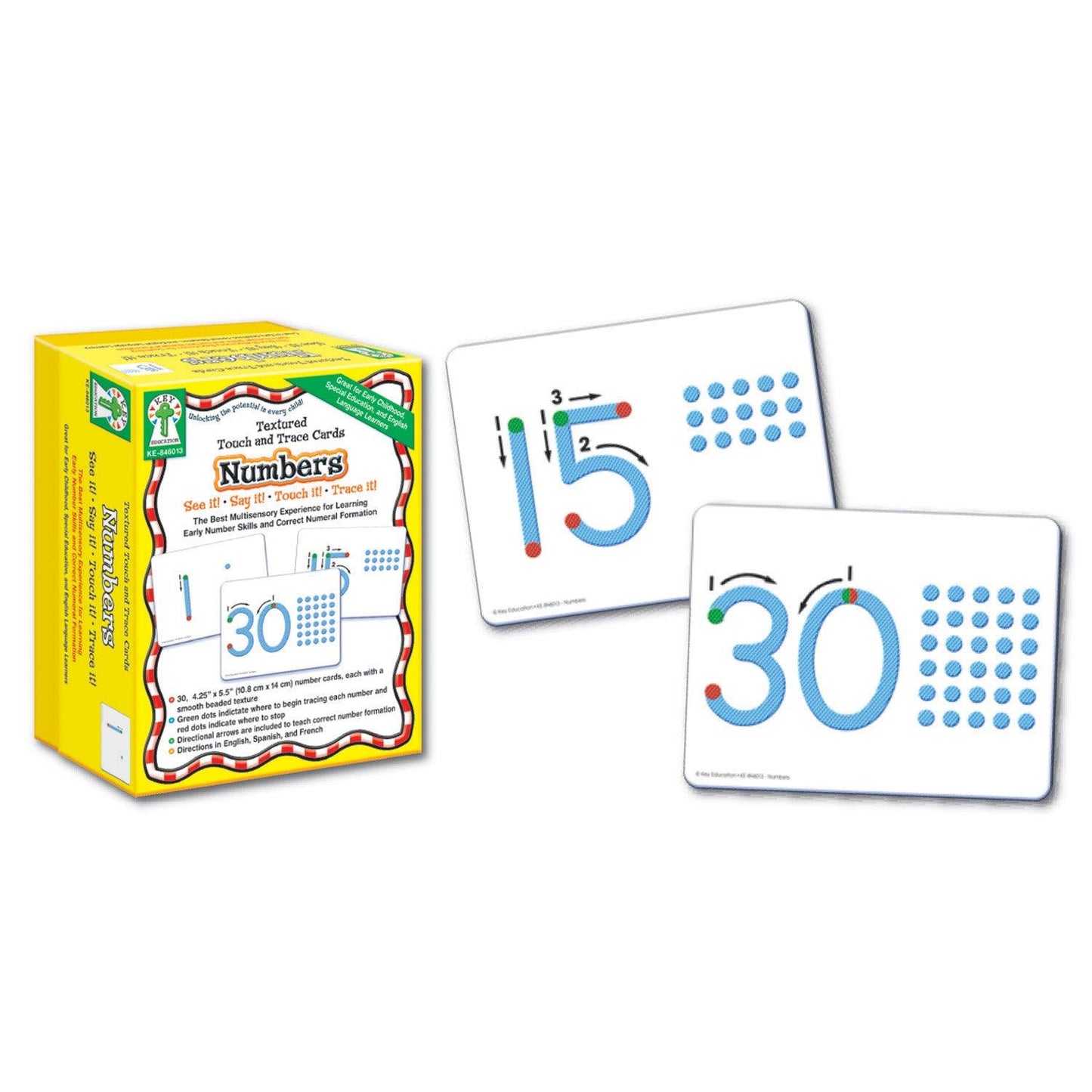 Textured Touch and Trace Cards: Numbers, Grade PK-3 - Loomini