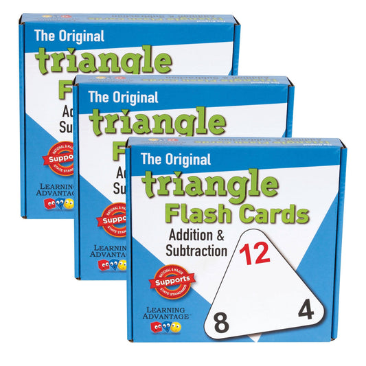 The Original Triangle Flash Cards - Addition & Subtraction - 20 Per Set - 3 Sets - Loomini