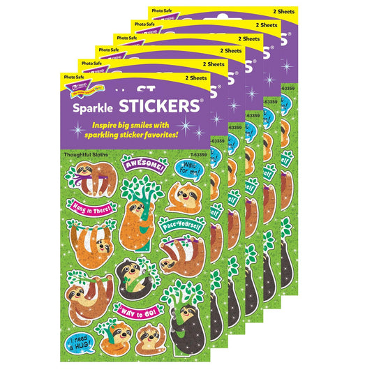 Thoughtful Sloths Sparkle Stickers®, 32 Per Pack, 6 Packs - Loomini