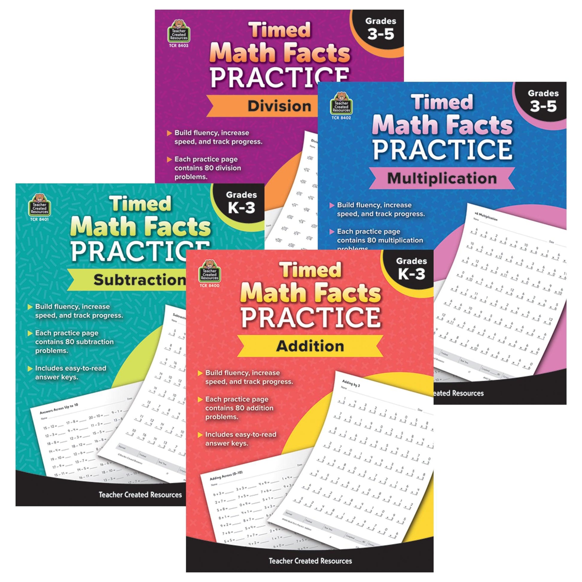 Timed Math Facts Practice: Addition, Subtraction, Multiplication & Division Set - Loomini