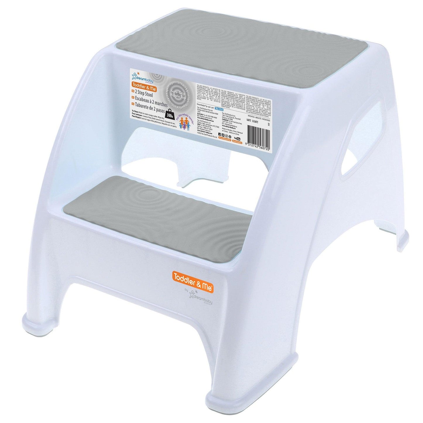 Toddler & Me™ 2-Step Stool, Gray/White - Loomini