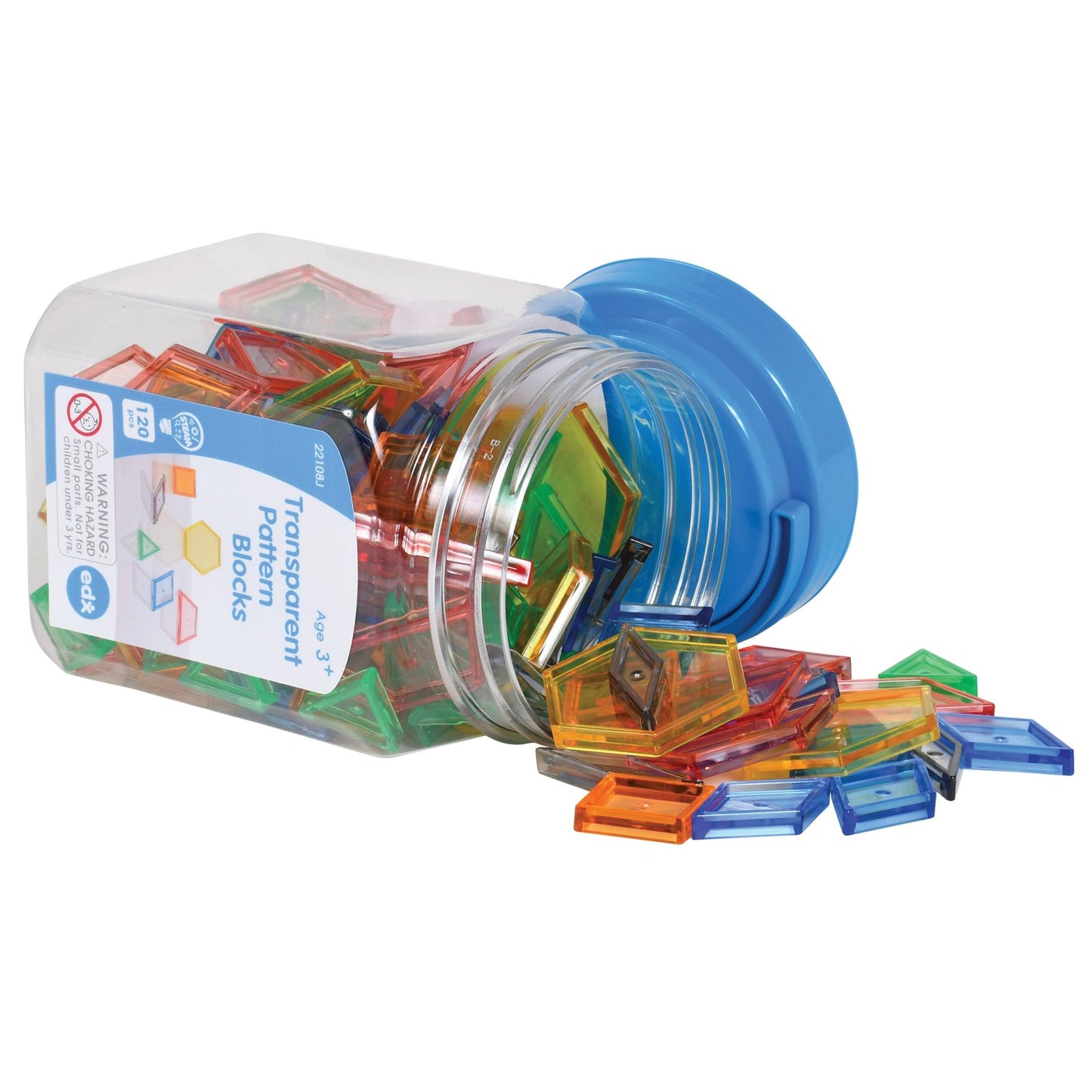 Transparent Pattern Blocks - Mini Jar - Set of 120 - Loomini