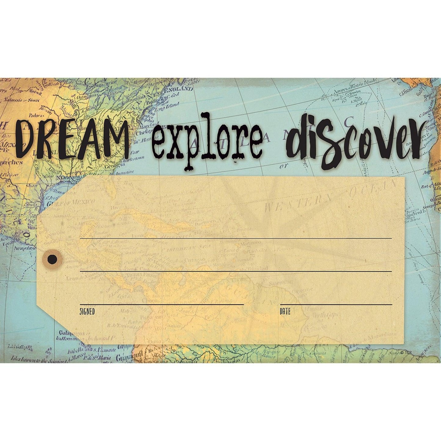 Travel the Map Dream Explore Discover Awards, 30 Per Pack, 6 Packs - Loomini