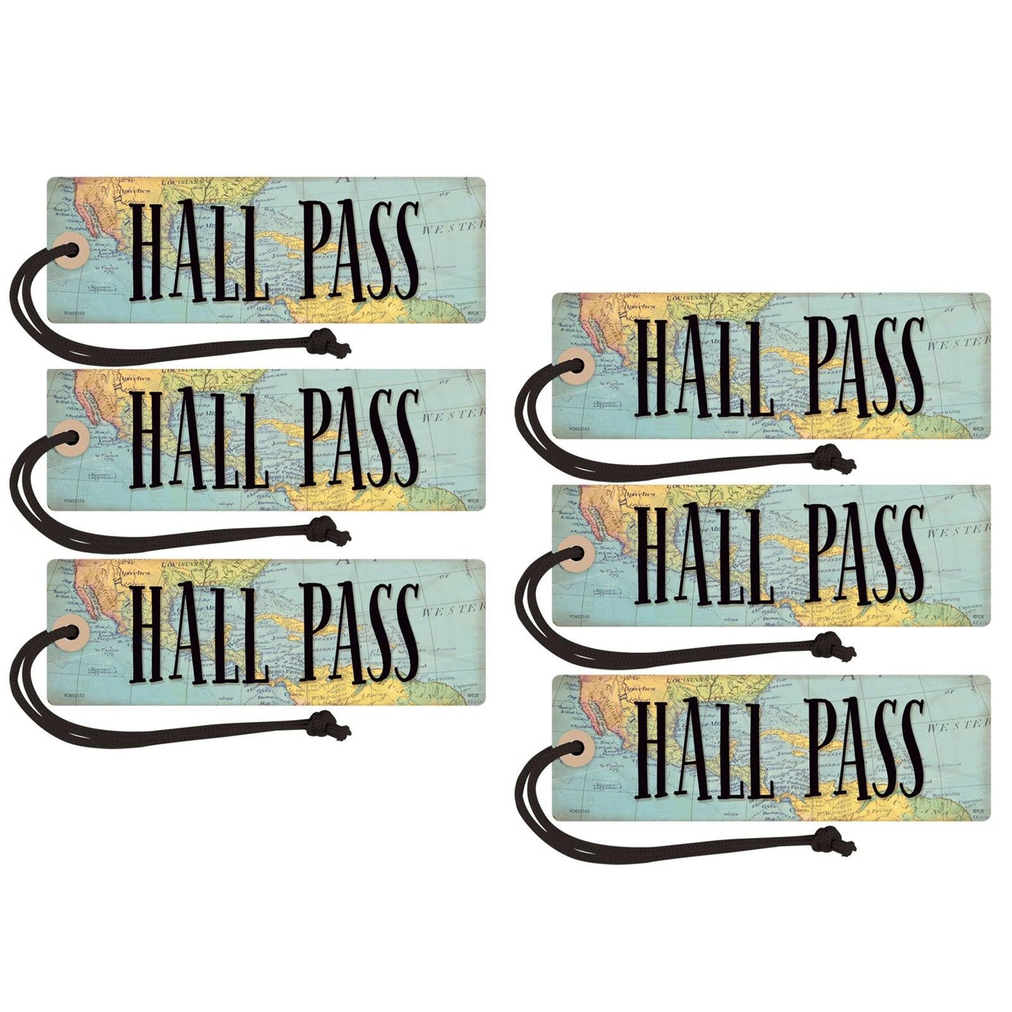 Travel the Map Magnetic Hall Pass, Pack of 6 - Loomini