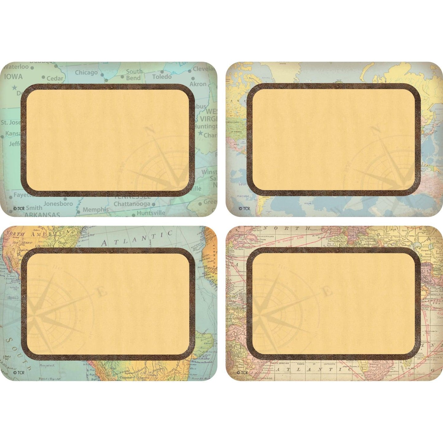 Travel the Map Name Tags/Labels - Multi-Pack, 36 Per Pack, 6 Packs - Loomini