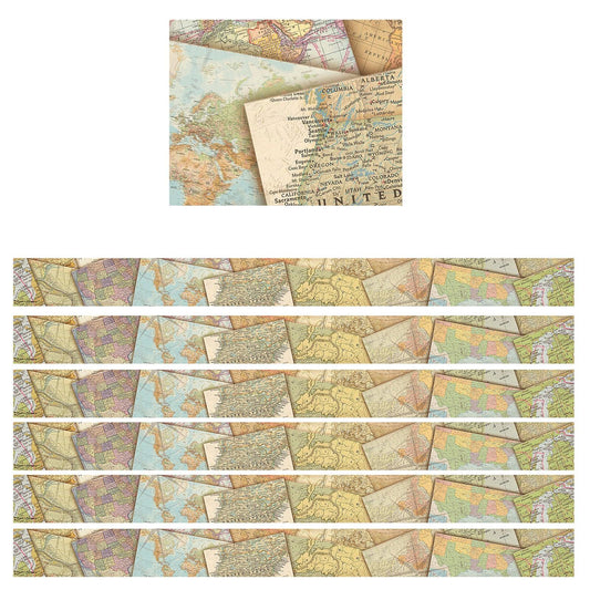 Travel the Map Straight Border Trim, 35 Feet Per Pack, 6 Packs - Loomini