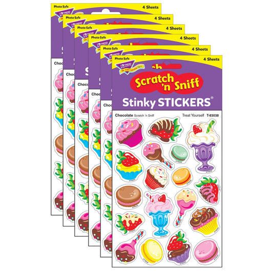 Treat Yourself/Chocolate Mixed Shapes Stinky Stickers®, 72 Per Pack, 6 Packs - Loomini