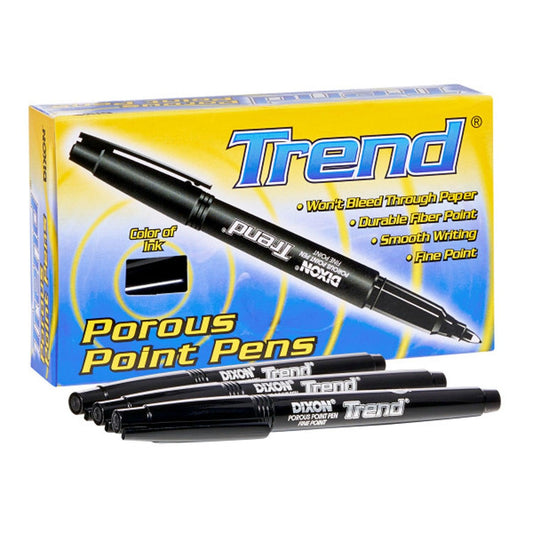 Trend Porous Point Pens, 12 Count, Black - Loomini