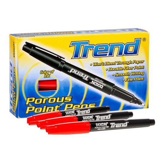 Trend Porous Point Pens, 12 Count, Red - Loomini