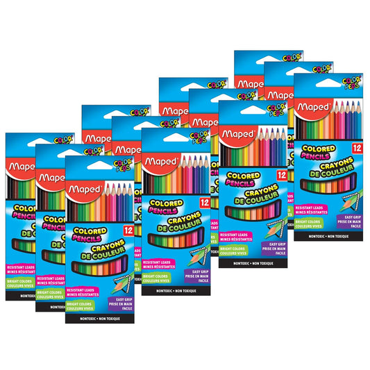 Triangular Colored Pencils, 12 Per Pack, 12 Packs - Loomini