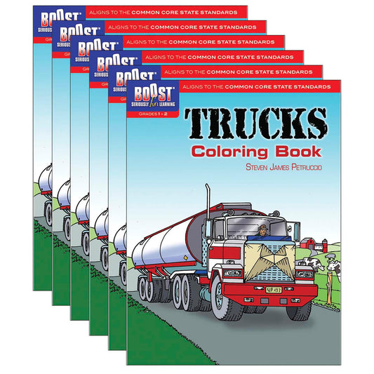 Trucks Coloring Book, Pack of 6 - Loomini