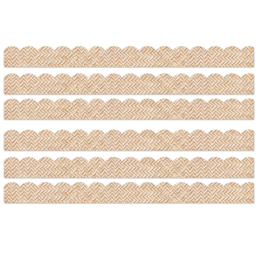 True to You Woven Bamboo Scalloped Bulletin Board Borders, 39 Feet Per Pack, 6 Packs - Loomini