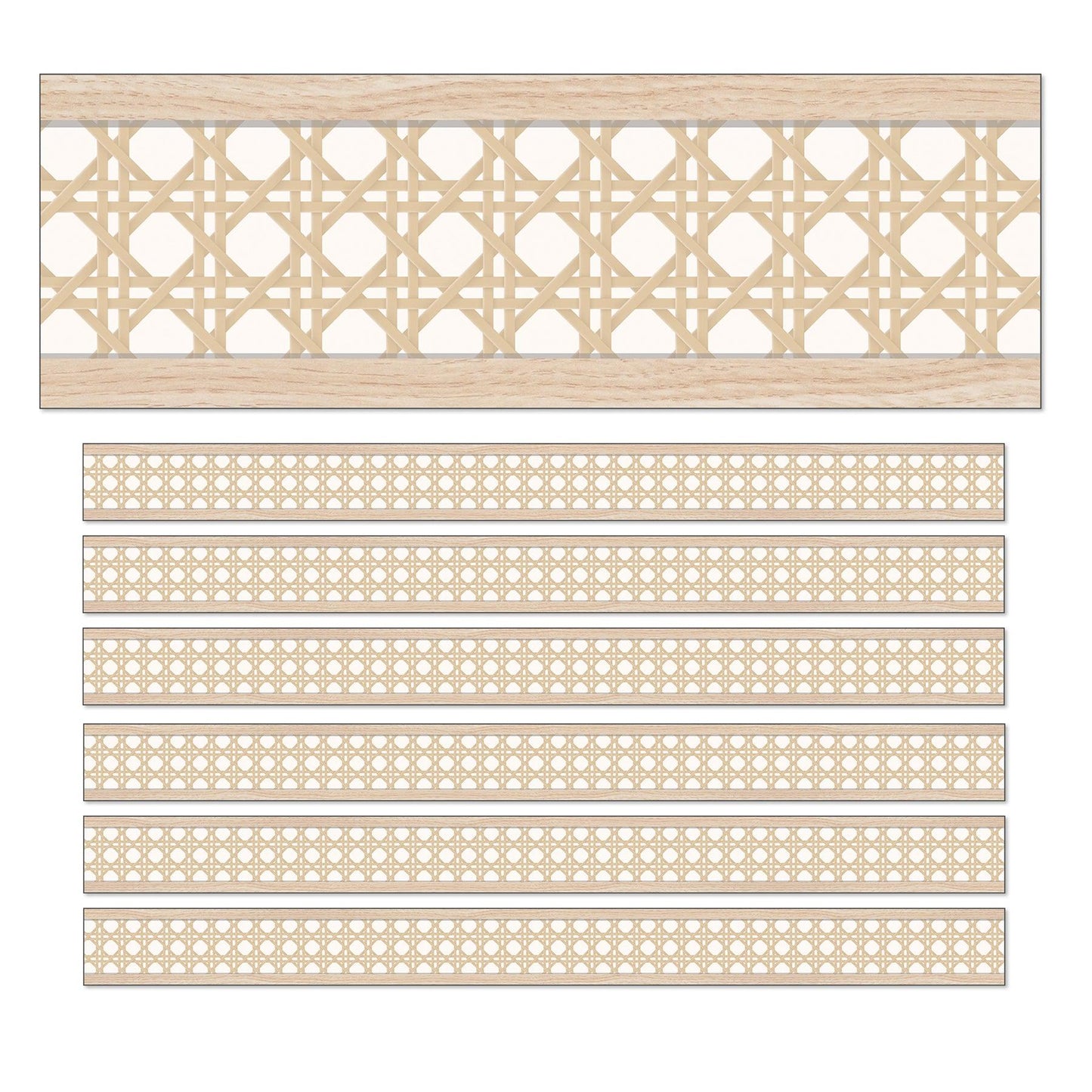 True to You Woven Cane Straight Bulletin Board Borders, 36 Feet Per Pack, 6 Packs - Loomini