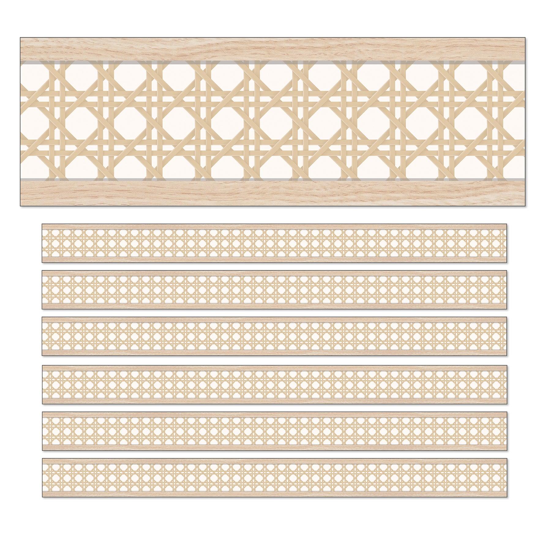 True to You Woven Cane Straight Bulletin Board Borders, 36 Feet Per Pack, 6 Packs - Loomini