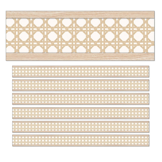 True to You Woven Cane Straight Bulletin Board Borders, 36 Feet Per Pack, 6 Packs - Loomini