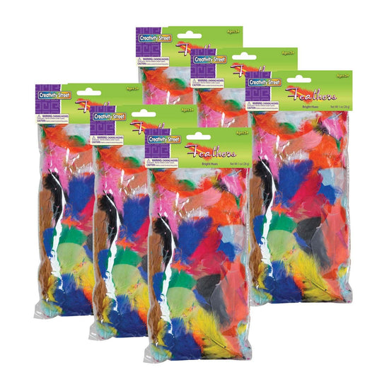 Turkey Plumage Feathers, Bright Hues Assorted, Assorted Sizes, 1 oz. Per Bag, 6 Bags - Loomini