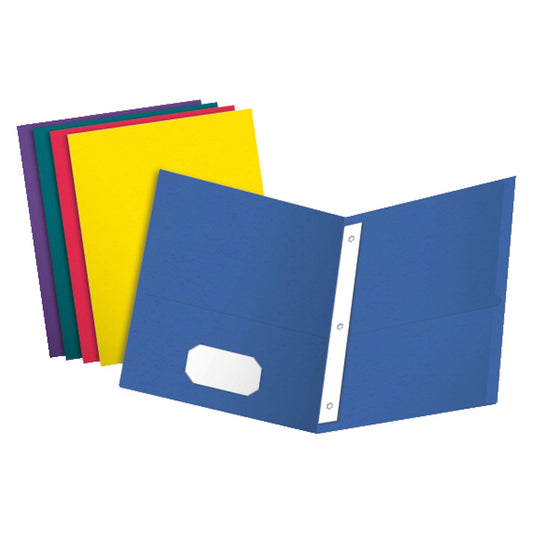 Twin Pocket Folders with Fasteners, Letter Size, Assorted Colors, Box of 25 - Loomini
