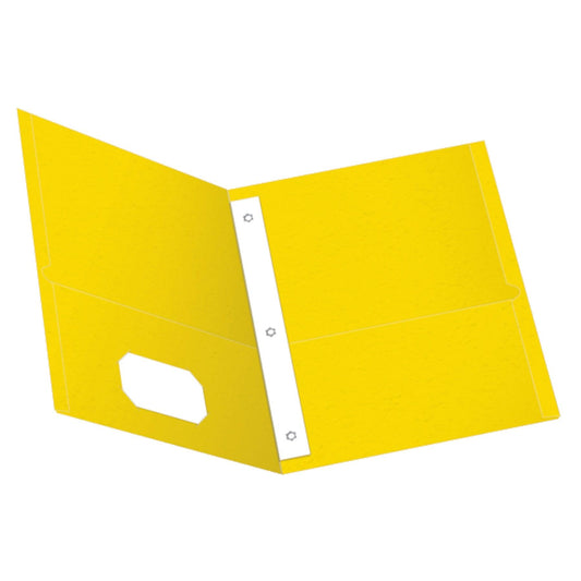 Twin Pocket Folders with Fasteners, Letter Size, Yellow, Box of 25 - Loomini