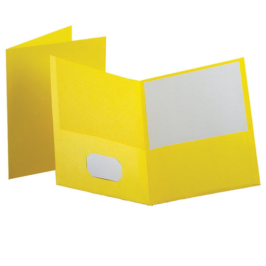 Twin Pocket Folders, Yellow, 25 Per Box - Loomini