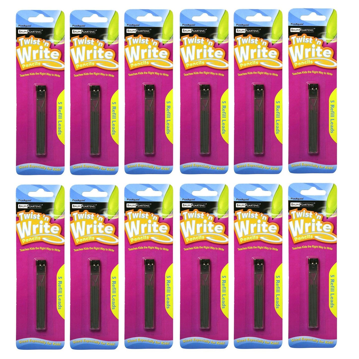 Twist 'n Write™ Pencil Lead Refills, 5 Per Pack, 12 Packs - Loomini