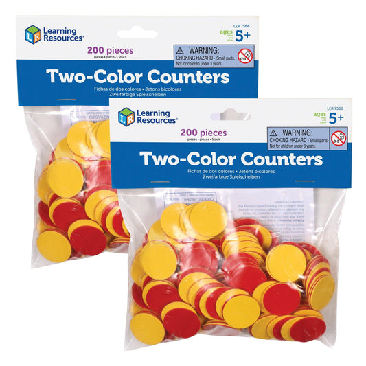 Two-Color Counters, Red and Yellow, 200 Per Pack, 2 Packs - Loomini