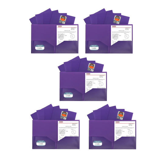 Two-Pocket Heavyweight Poly Portfolio Folder, Purple, Pack of 25 - Loomini