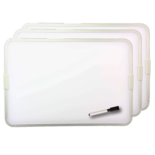 Two-Sided Aluminum Framed, Magnetic Dry Erase Board with Pen, 12" x 17.5", Pack of 3 - Loomini