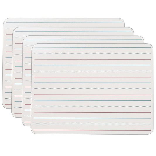 Two-Sided Dry Erase Board, Plain/Ruled, 9" x 12", Pack of 4 - Loomini