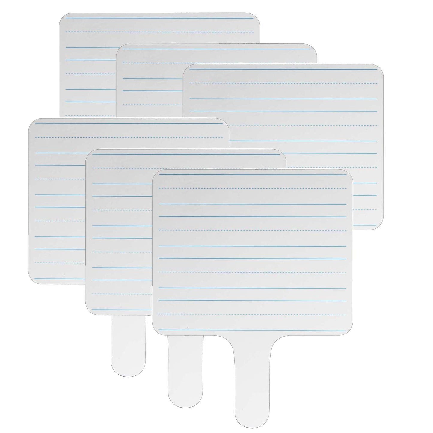 Two-sided Rectangular Dry Erase Writing Paddle, Lined/Blank, 7.75" x 10", Pack of 6 - Loomini